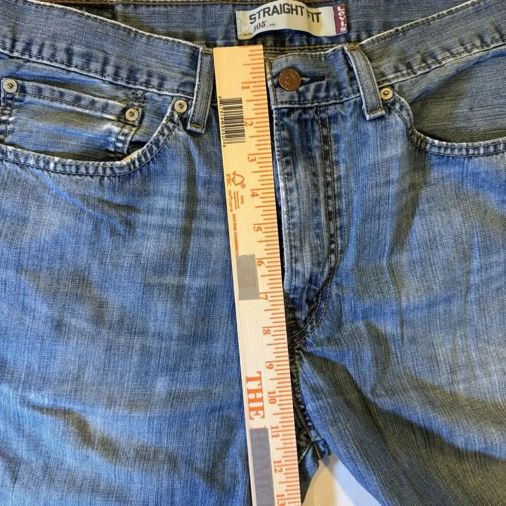 Levis 505 Jeans Mens 34X32 Blue distressed Straight Red Tag‎ 34 X 31